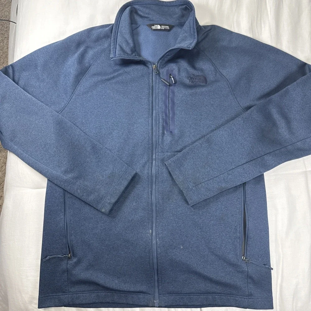 The‎ North Face Men Medium Blue Soft Fleece Full Zip Utility Jacket w/Pockets